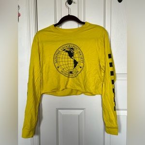 Vans X National Geographic Collab Yellow Long Sleeve Crop Top - Woman’s Medium